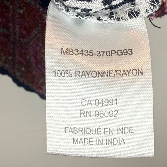 Anthropologie Fleur Bleue Top Women Small Multicolor Printed Blouse Boho Artsy - Picture 6 of 8